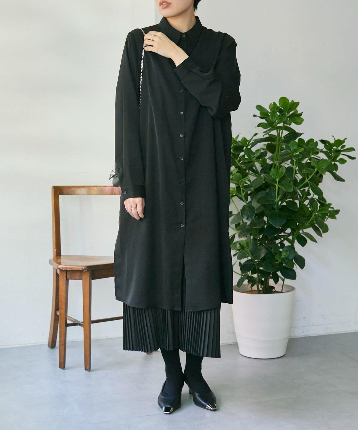 《オケージョン/3WAY/プリーツ》吊帶連衣裙套裝連衣裙【SUM1 STYLE(スミスタイル)】