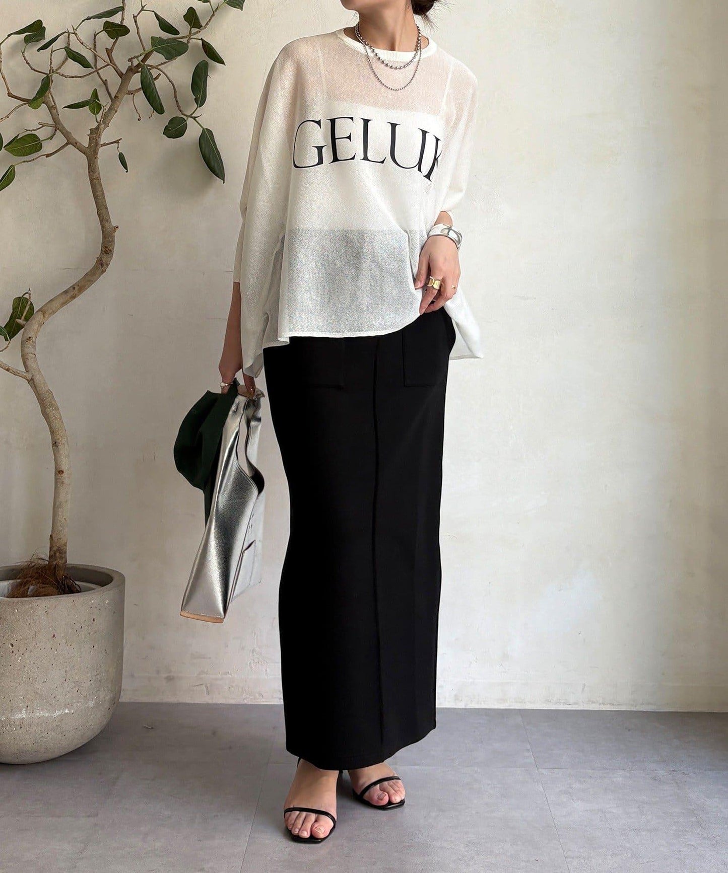 棉質箱型修身半身裙