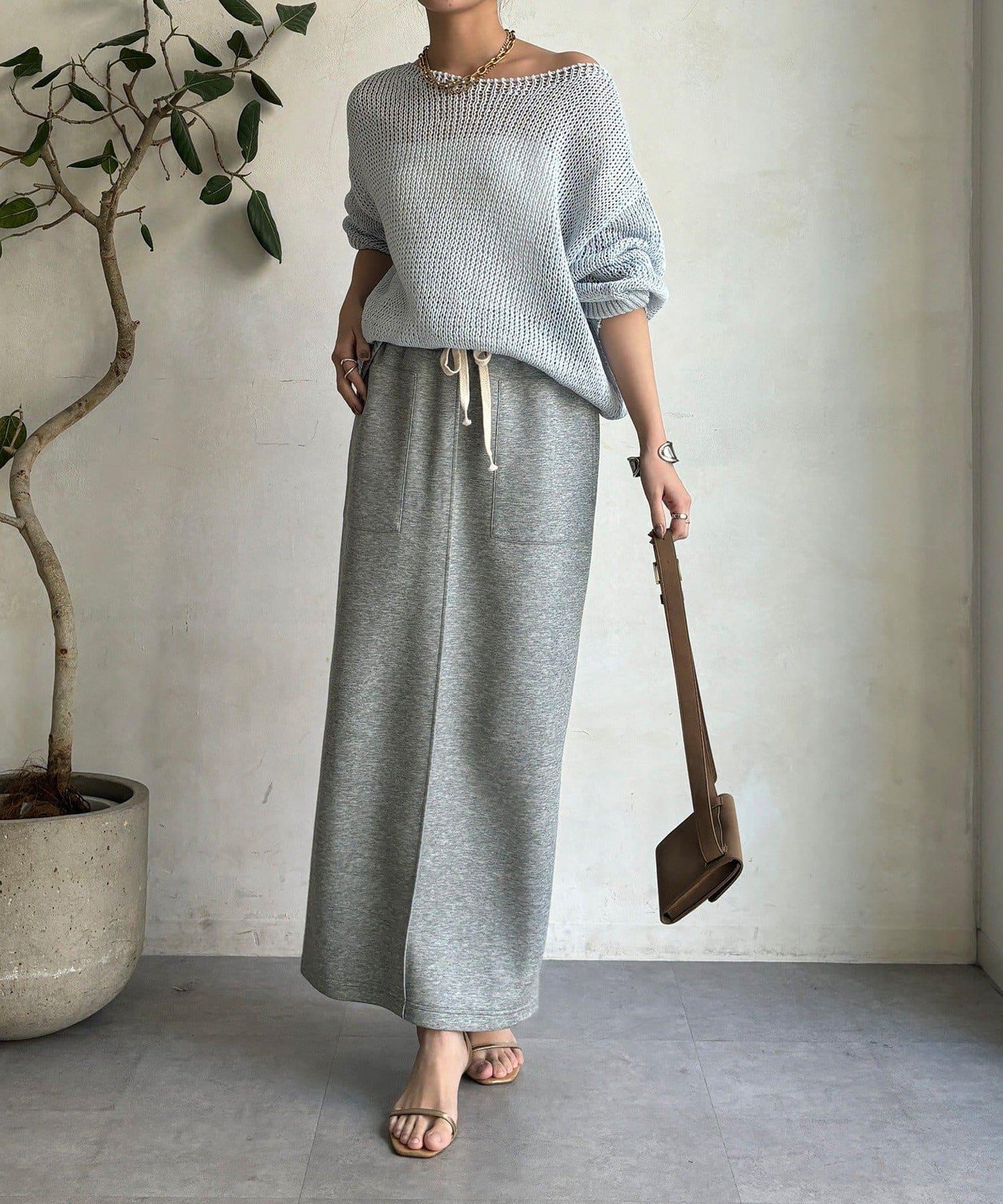 棉質箱型修身半身裙