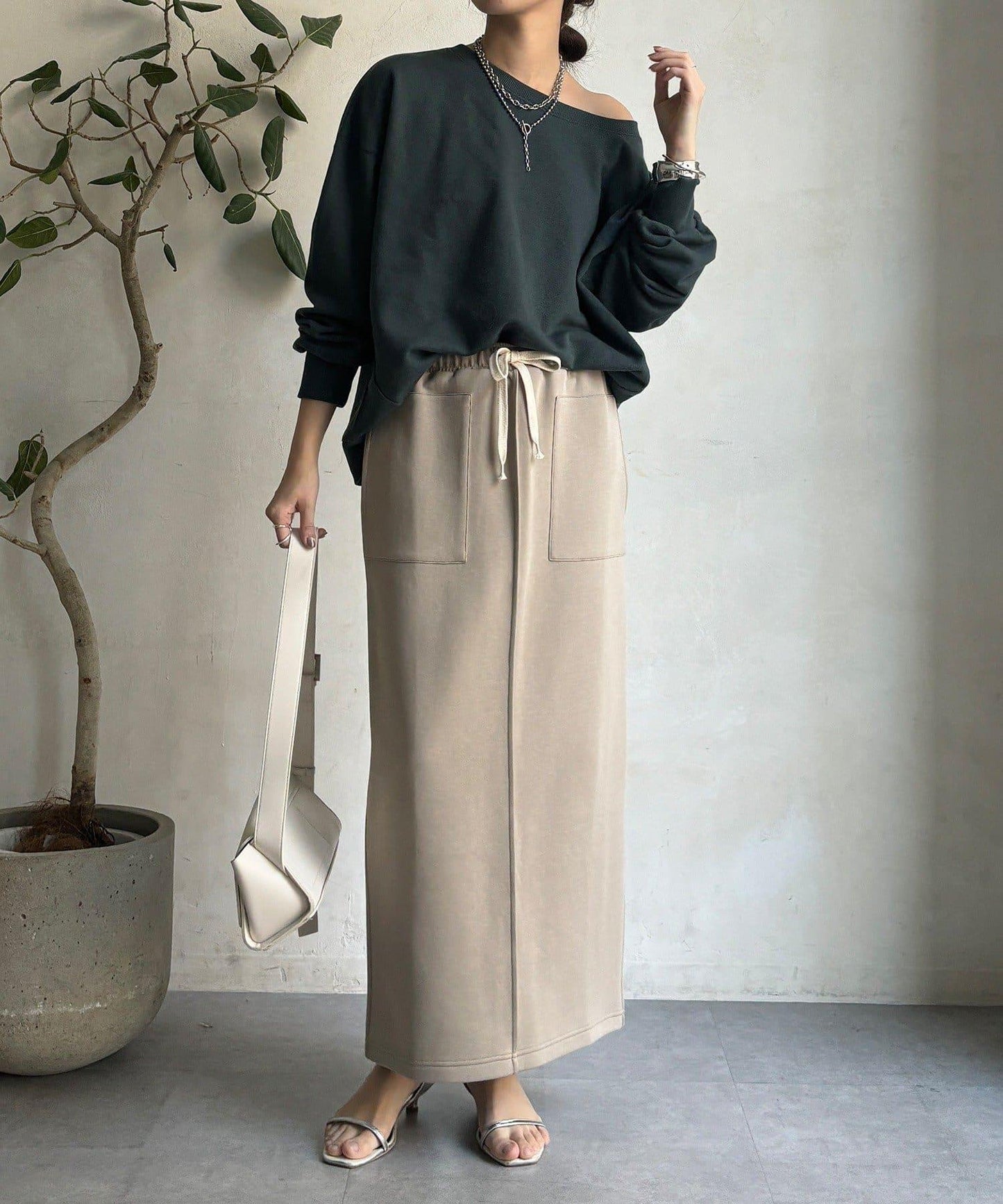 棉質箱型修身半身裙