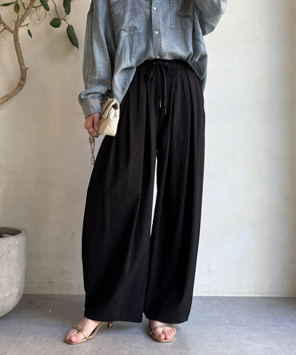 尼龍彈力褶皺束口褲