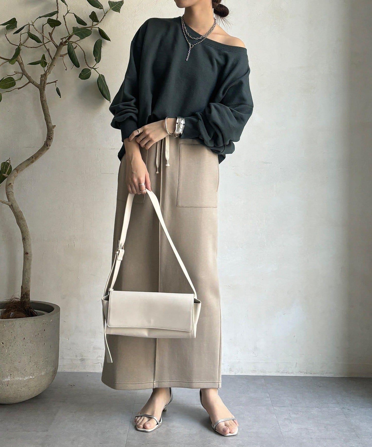 棉質箱型修身半身裙