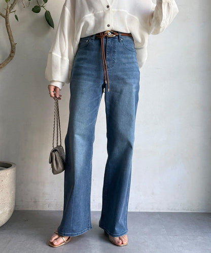 彈力喇叭牛仔褲