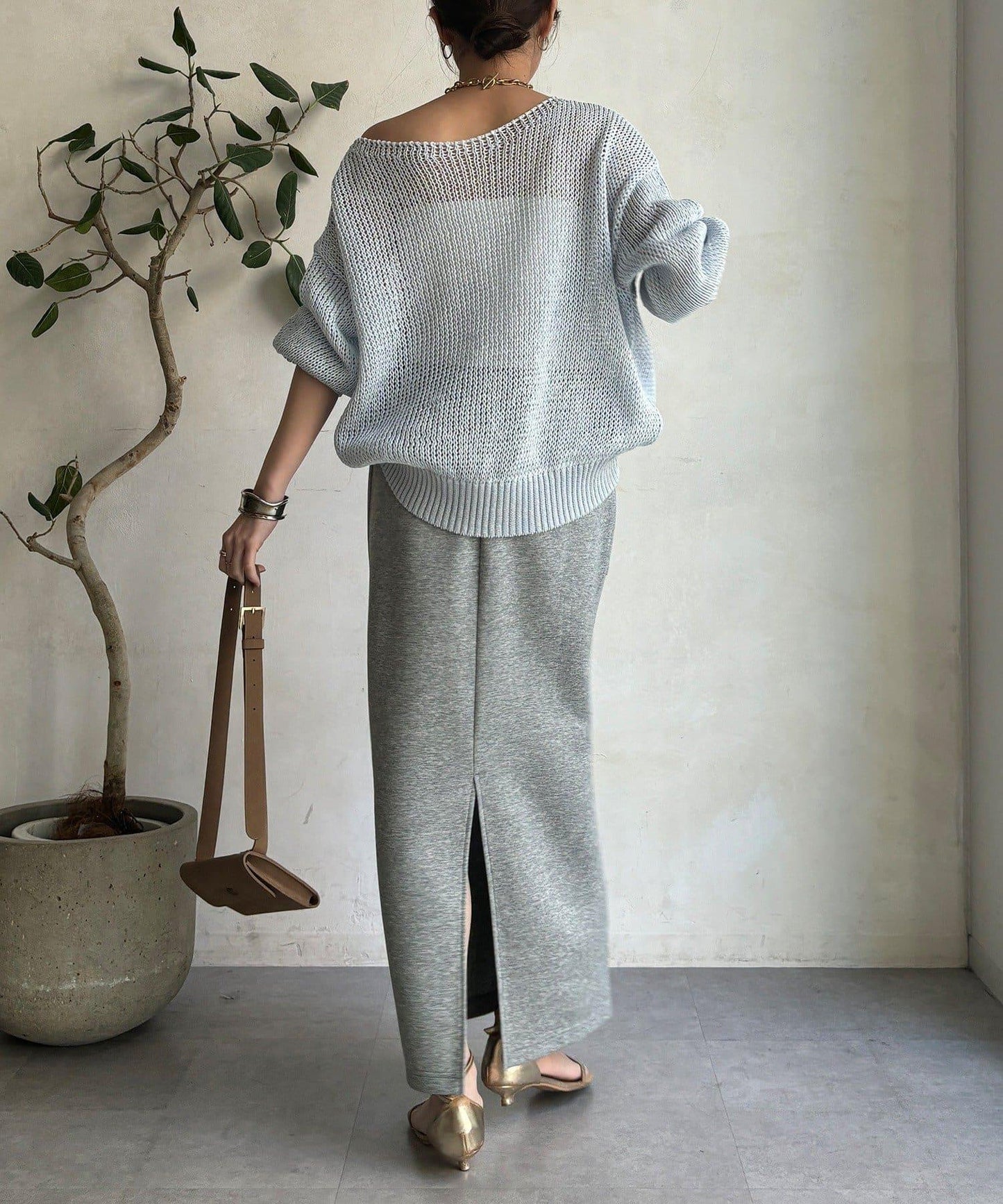 棉質箱型修身半身裙