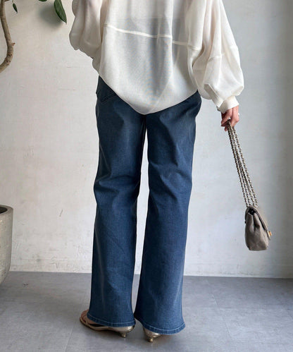 彈力喇叭牛仔褲