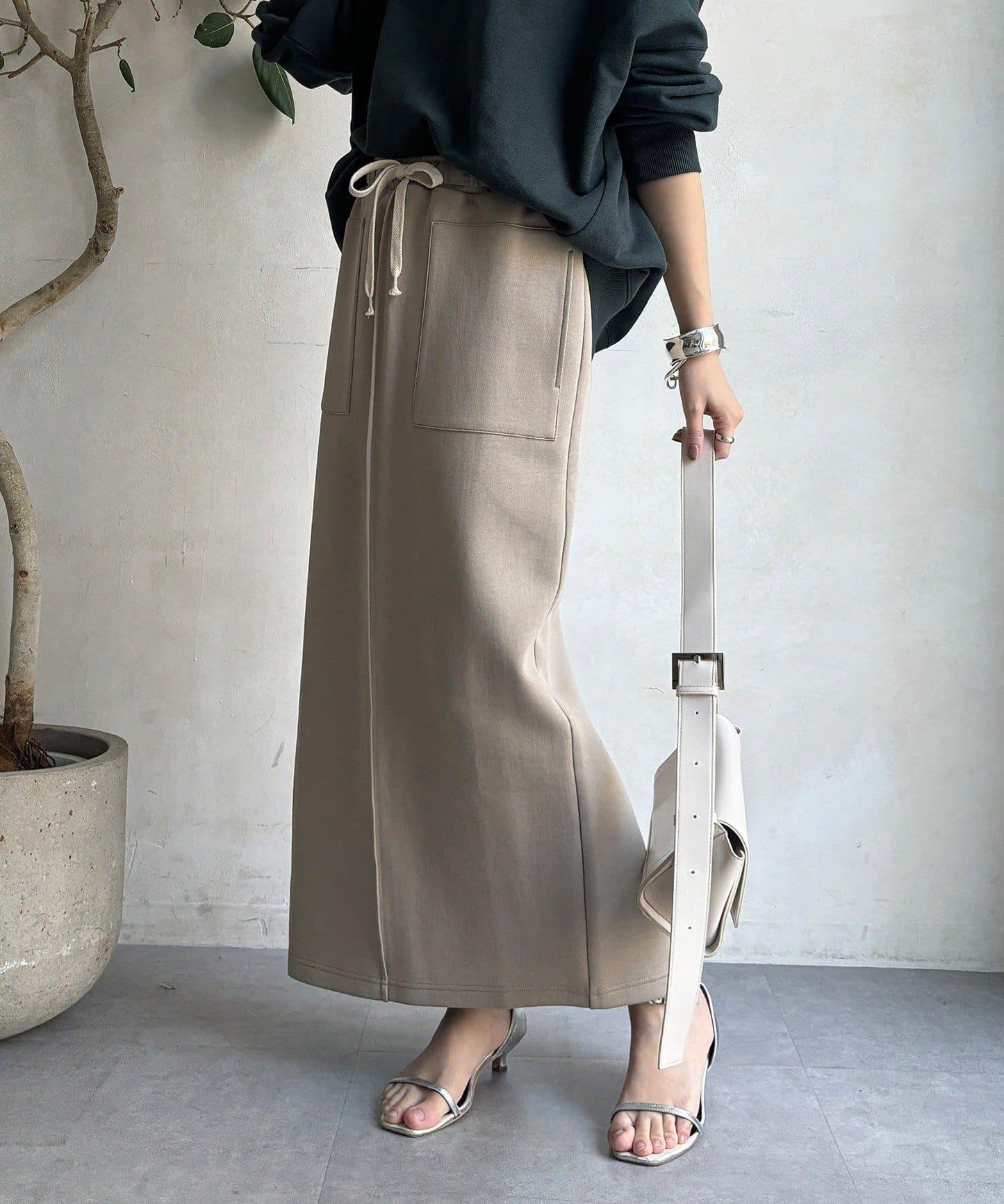 棉質箱型修身半身裙