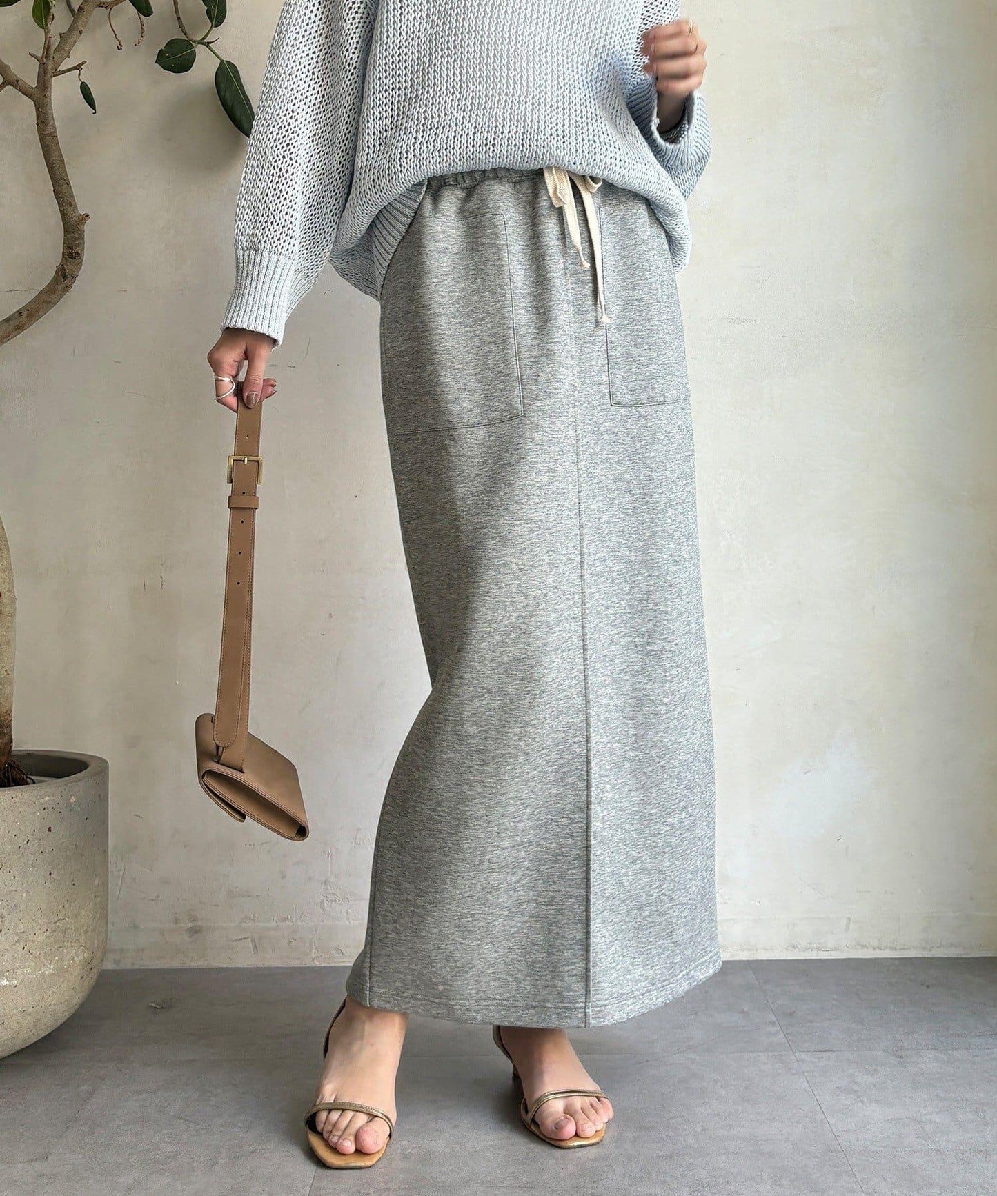 棉質箱型修身半身裙