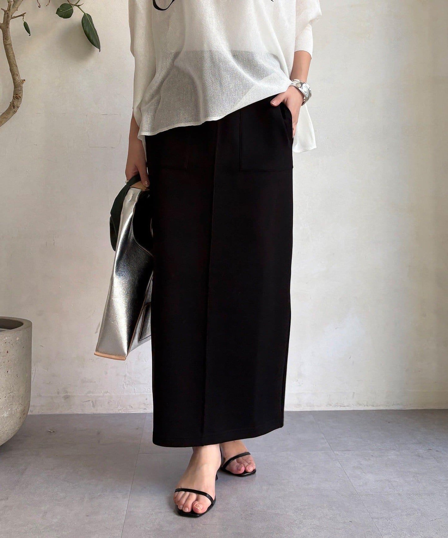 棉質箱型修身半身裙