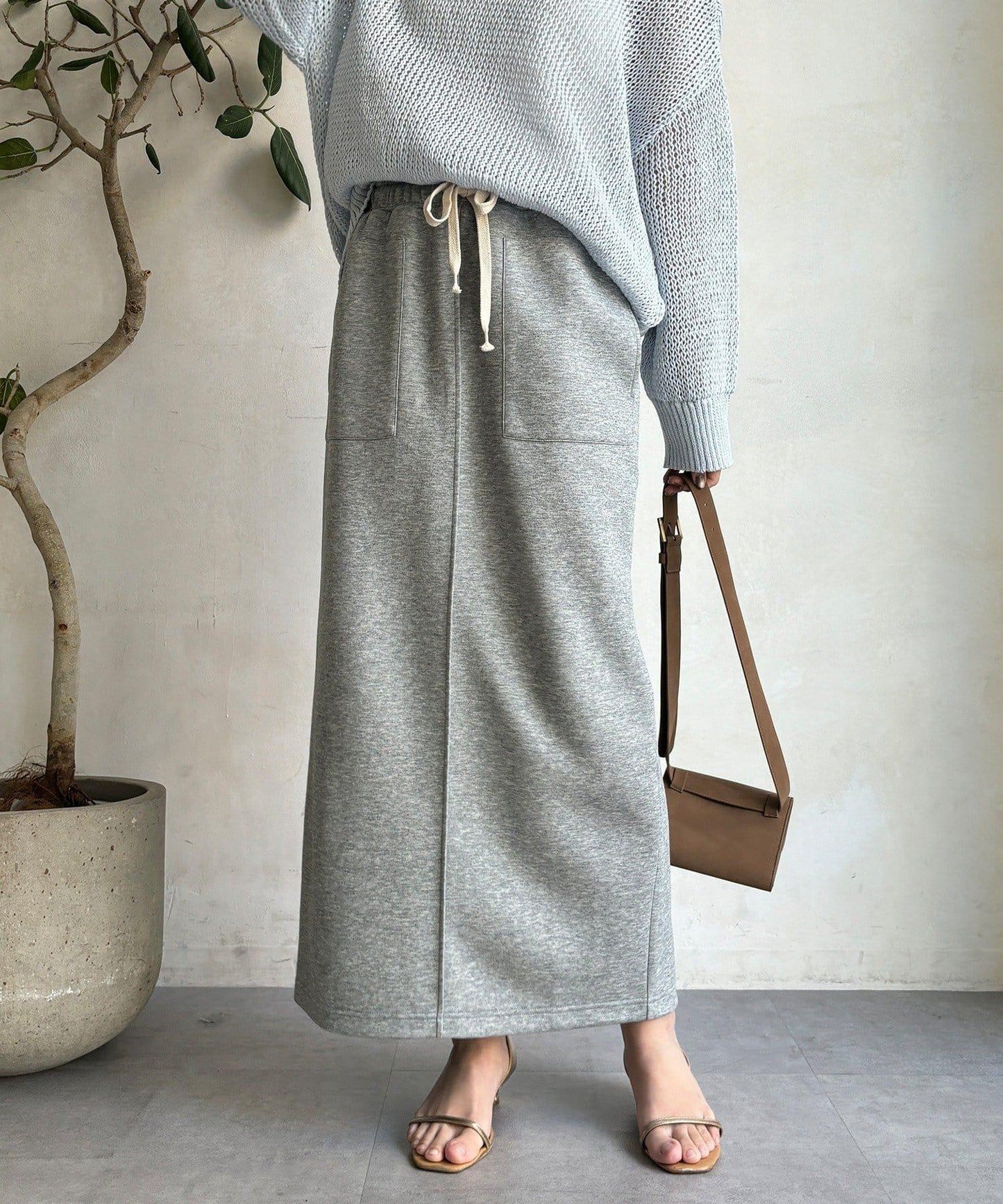 棉質箱型修身半身裙