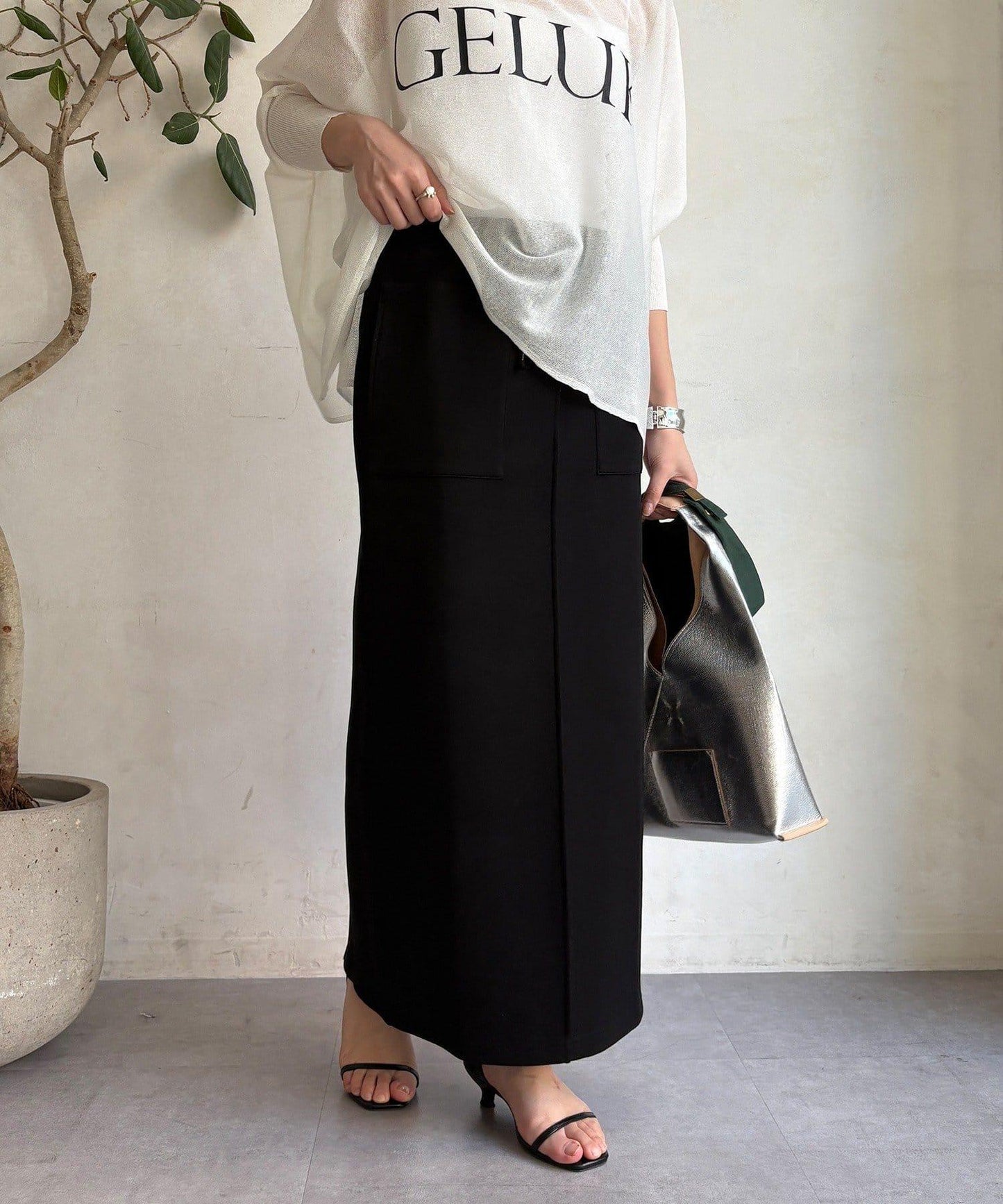 棉質箱型修身半身裙