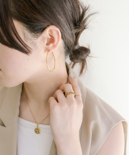 《インフルエンサーuchida企畫》不鏽鋼/44mm圓環耳環