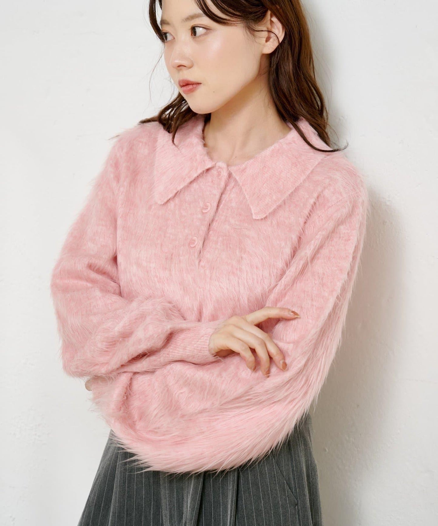 【4色可選/官網限定色】長毛絨翻領針織衫