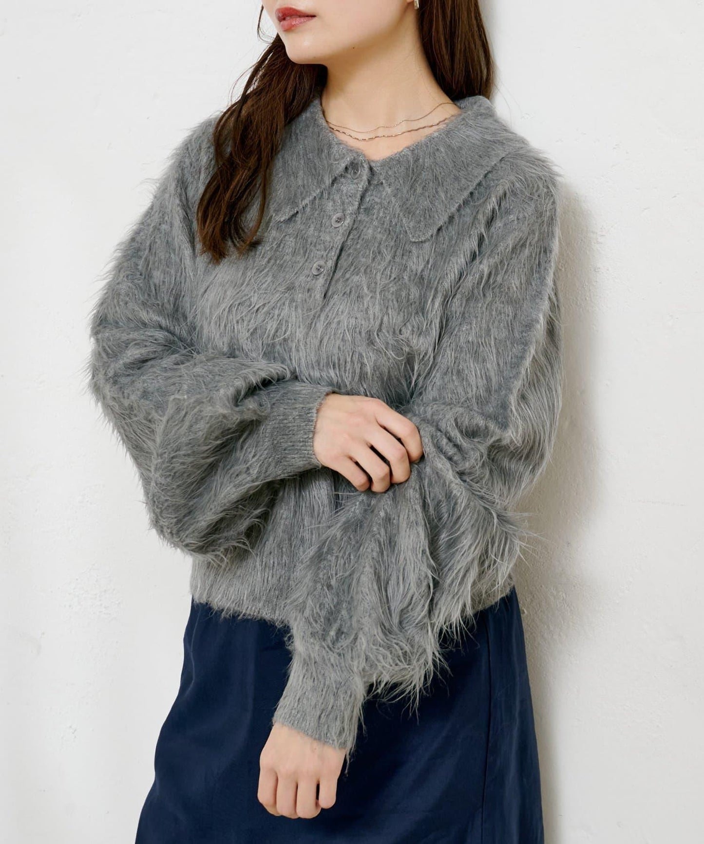 【4色可選/官網限定色】長毛絨翻領針織衫