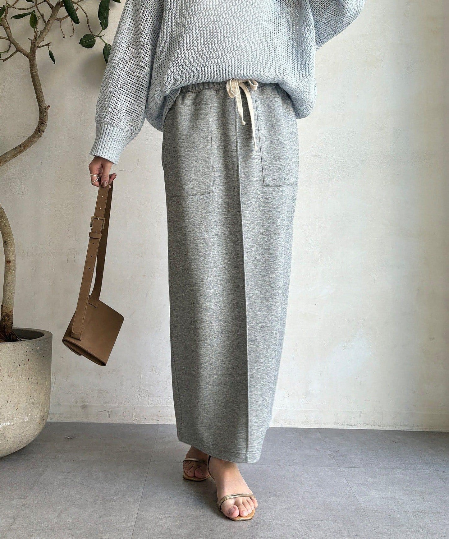 棉質箱型修身半身裙