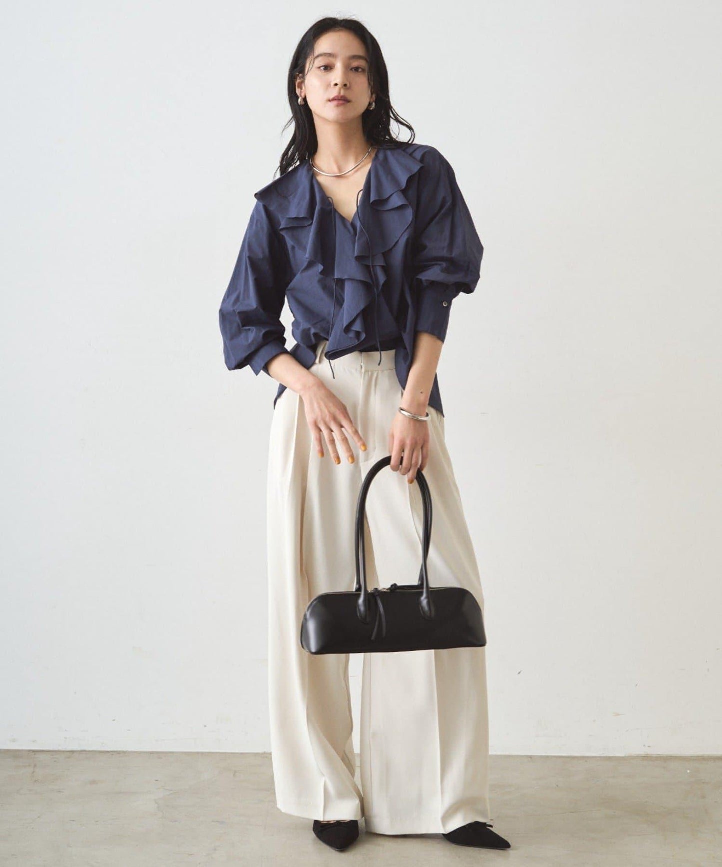 荷葉邊領口襯衫