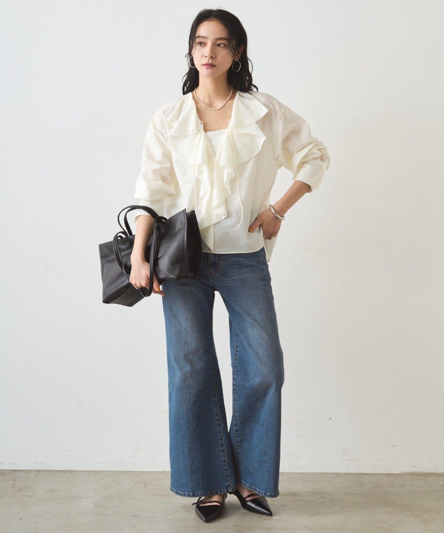 荷葉邊領口襯衫