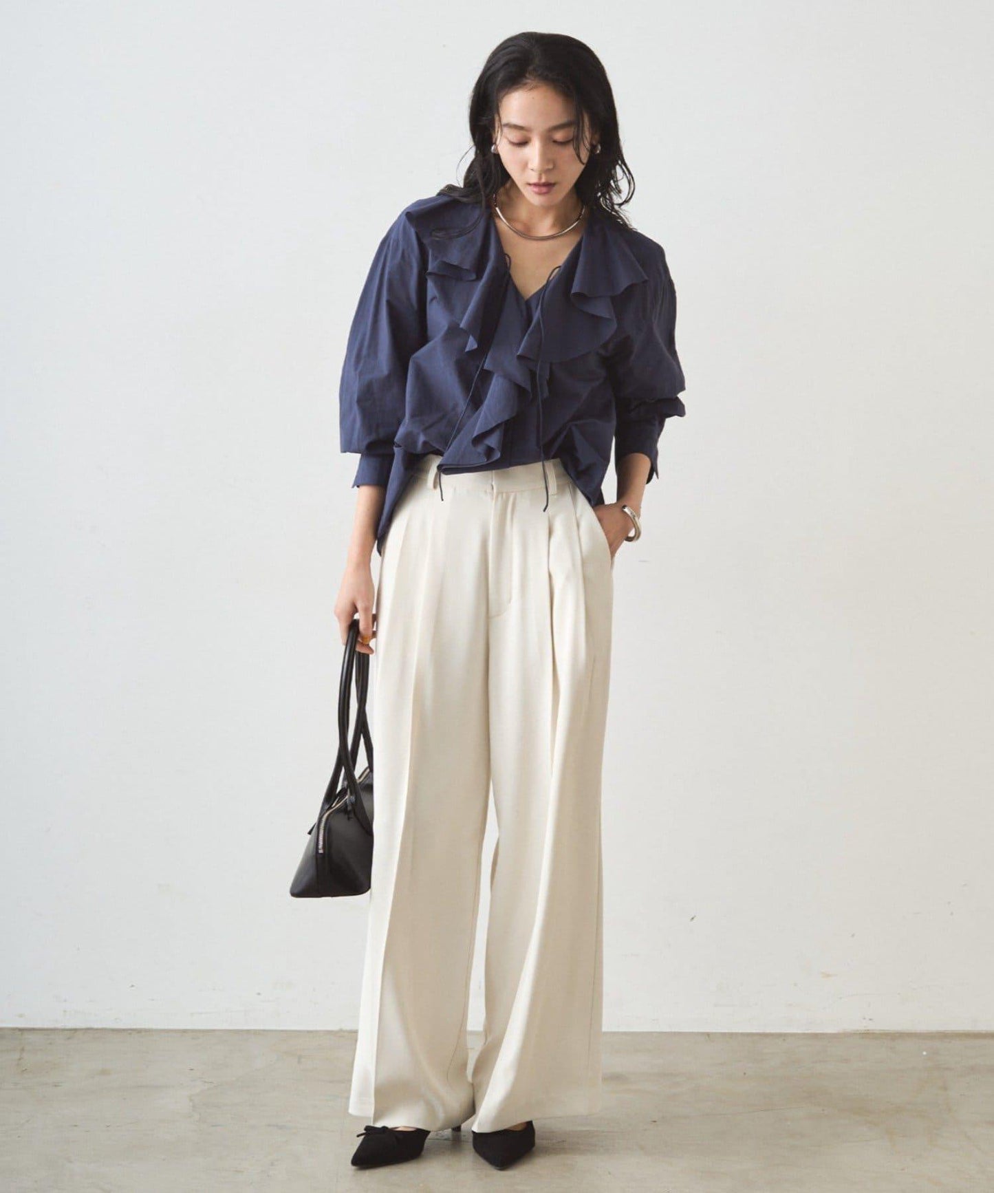 荷葉邊領口襯衫