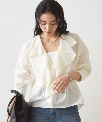 荷葉邊領口襯衫