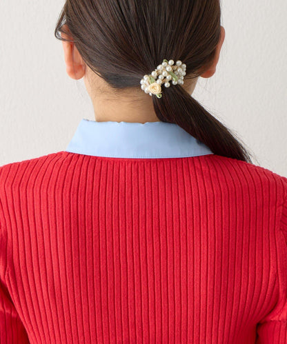 拼接安哥拉羊毛觸感羅紋針織開衫