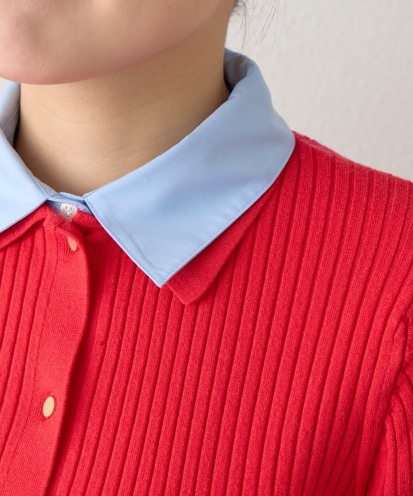 拼接安哥拉羊毛觸感羅紋針織開衫