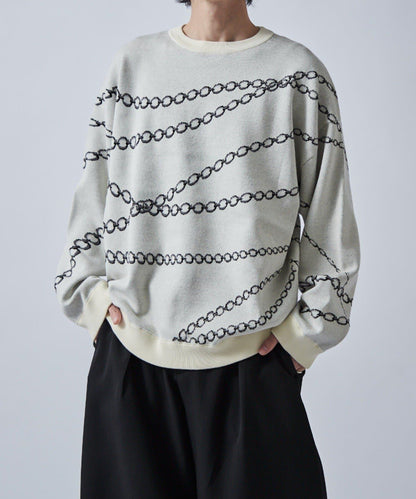 鏈條圖案提花套頭衫
