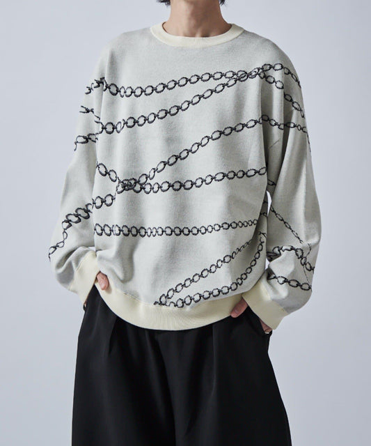 鏈條圖案提花套頭衫