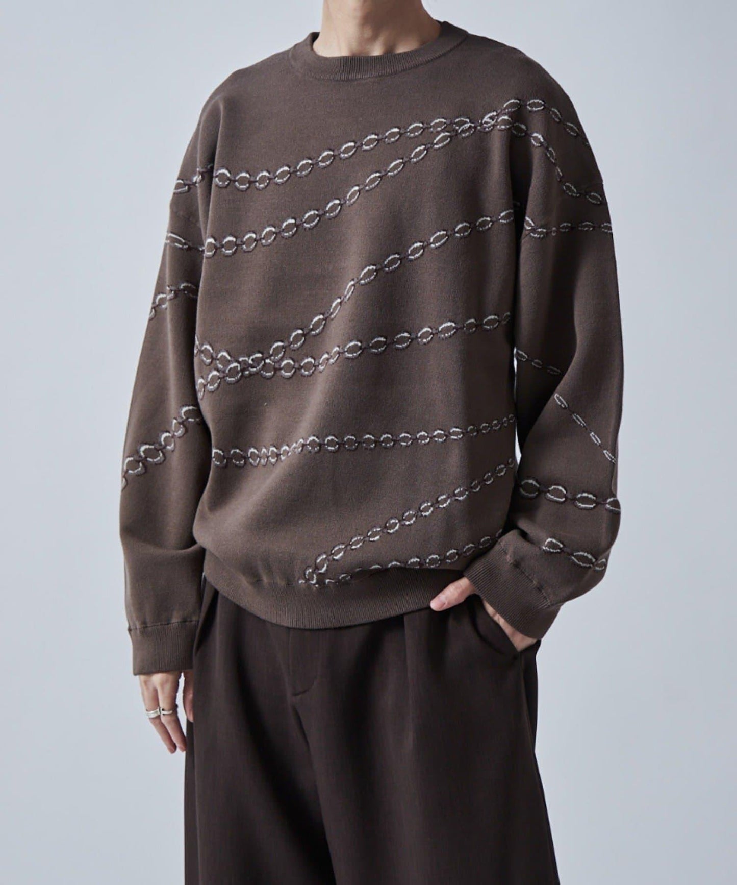 鏈條圖案提花套頭衫