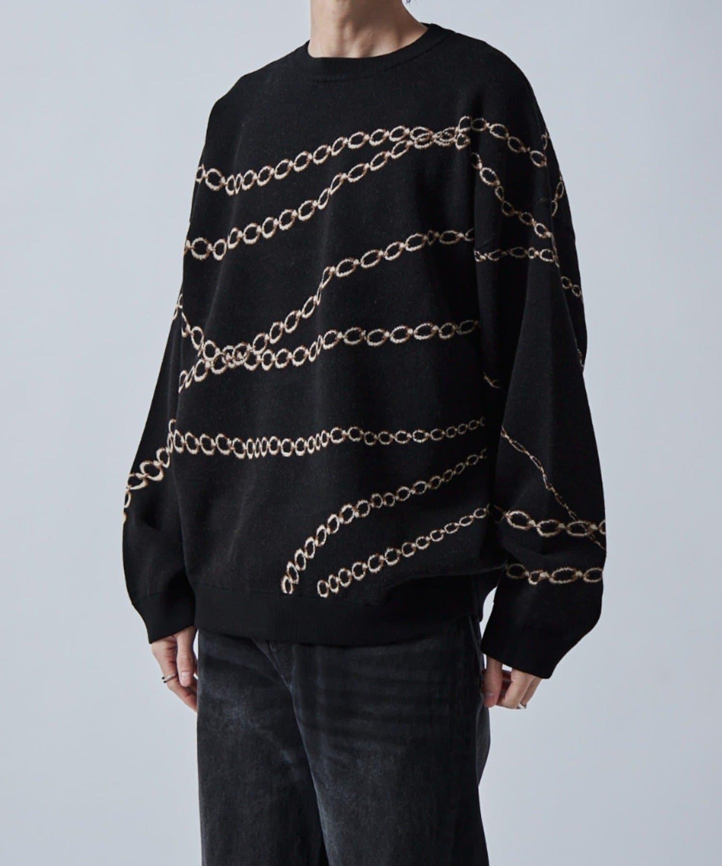 鏈條圖案提花套頭衫