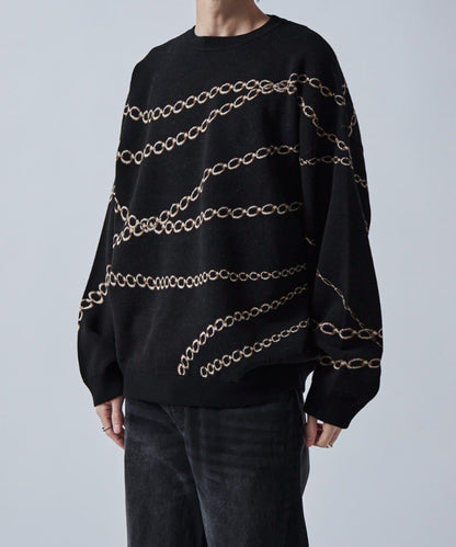 鏈條圖案提花套頭衫