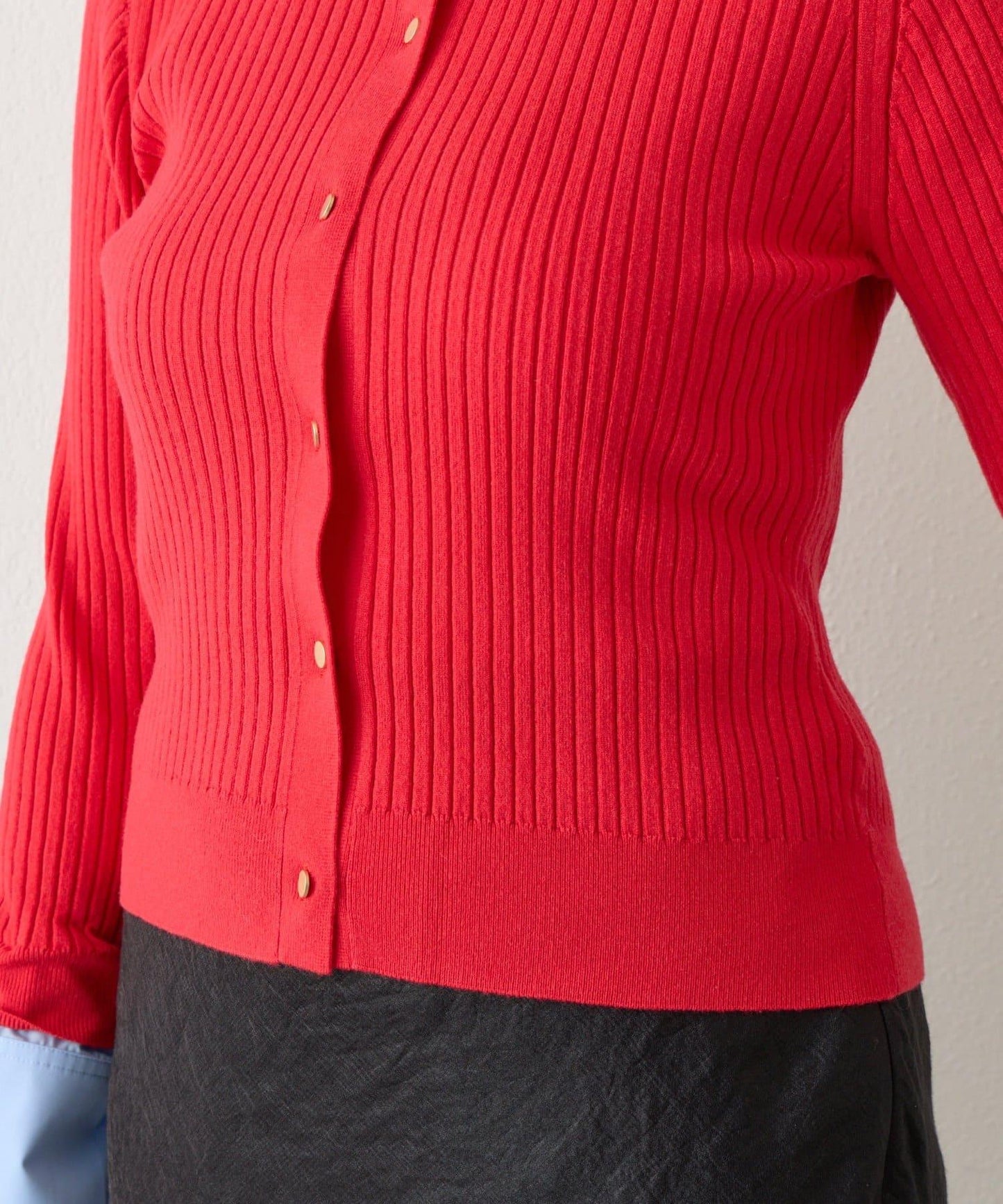 拼接安哥拉羊毛觸感羅紋針織開衫