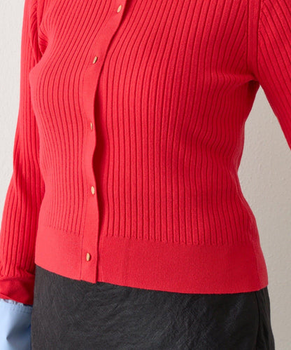 拼接安哥拉羊毛觸感羅紋針織開衫