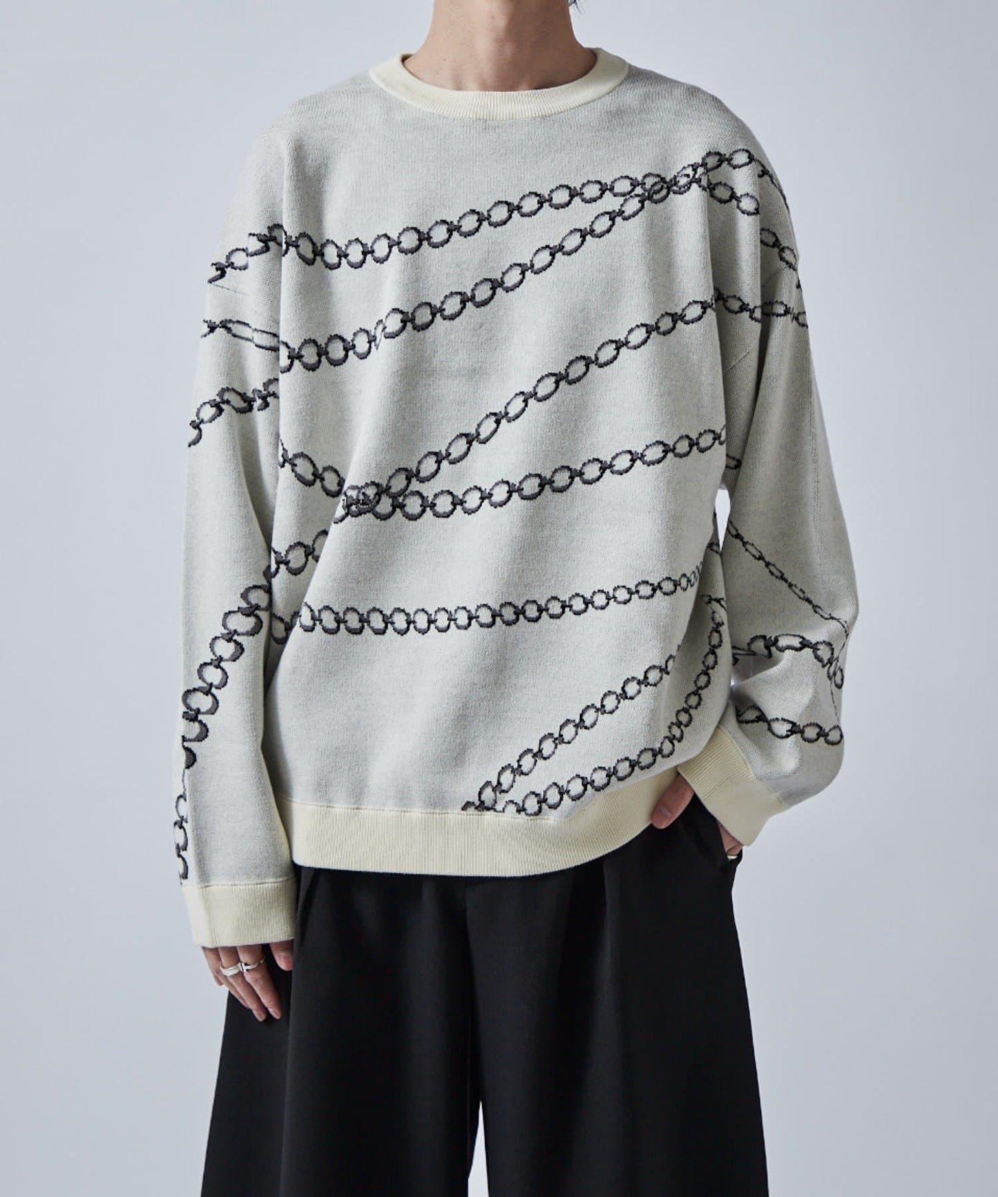 鏈條圖案提花套頭衫