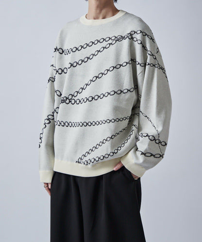 鏈條圖案提花套頭衫