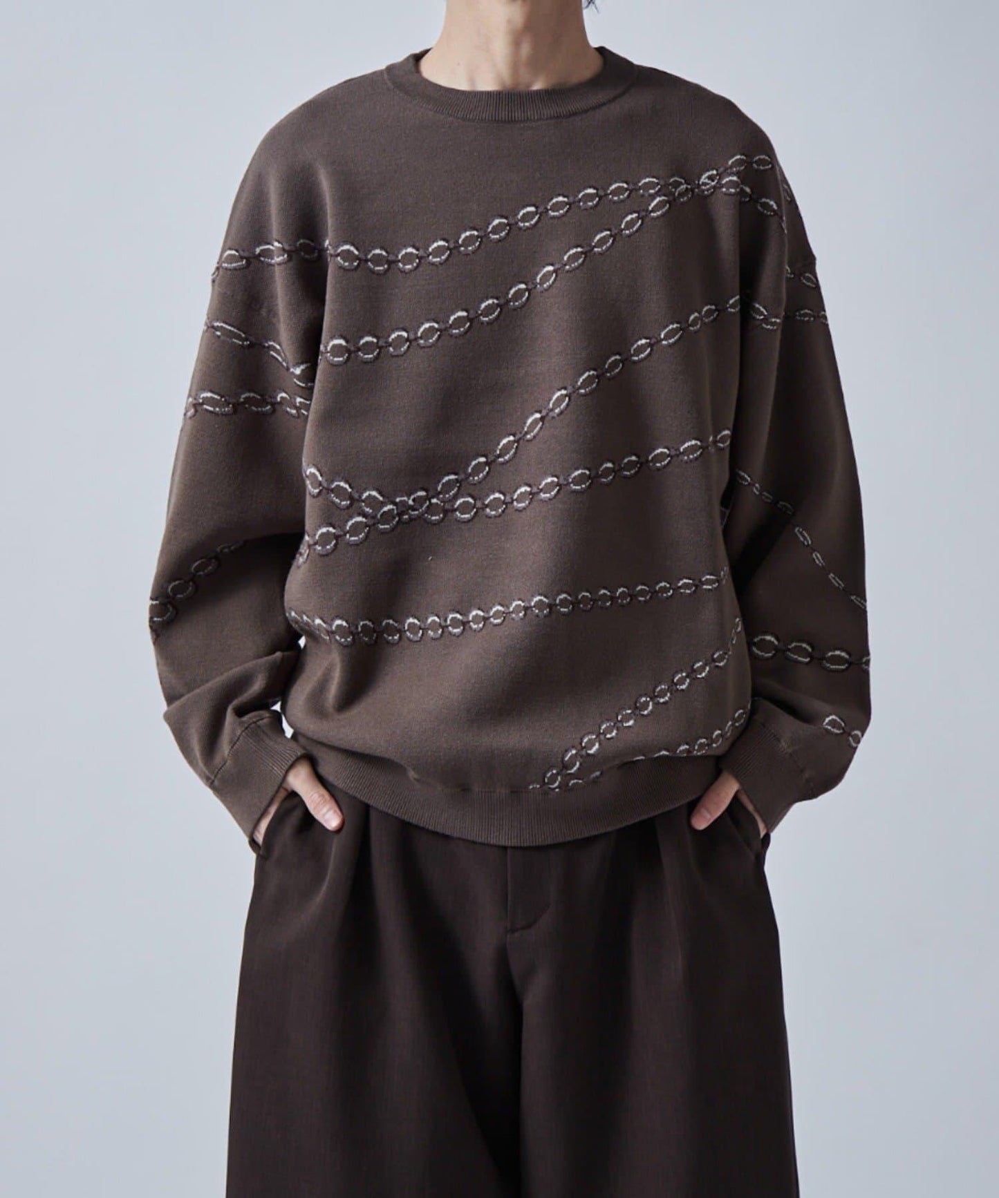 鏈條圖案提花套頭衫