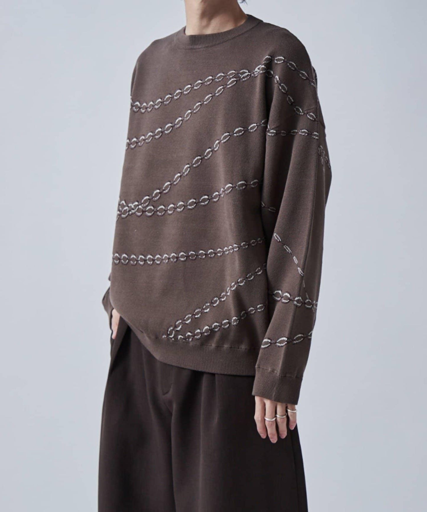 鏈條圖案提花套頭衫