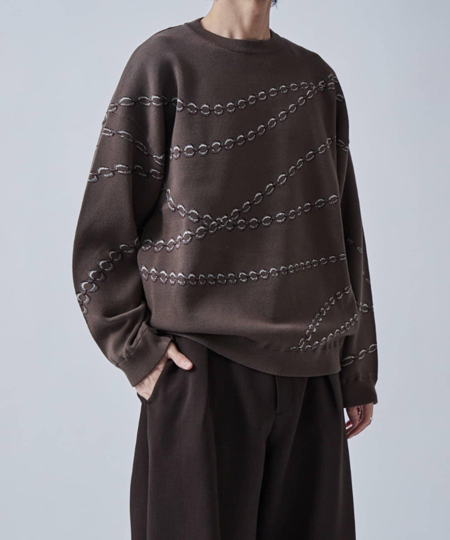 鏈條圖案提花套頭衫