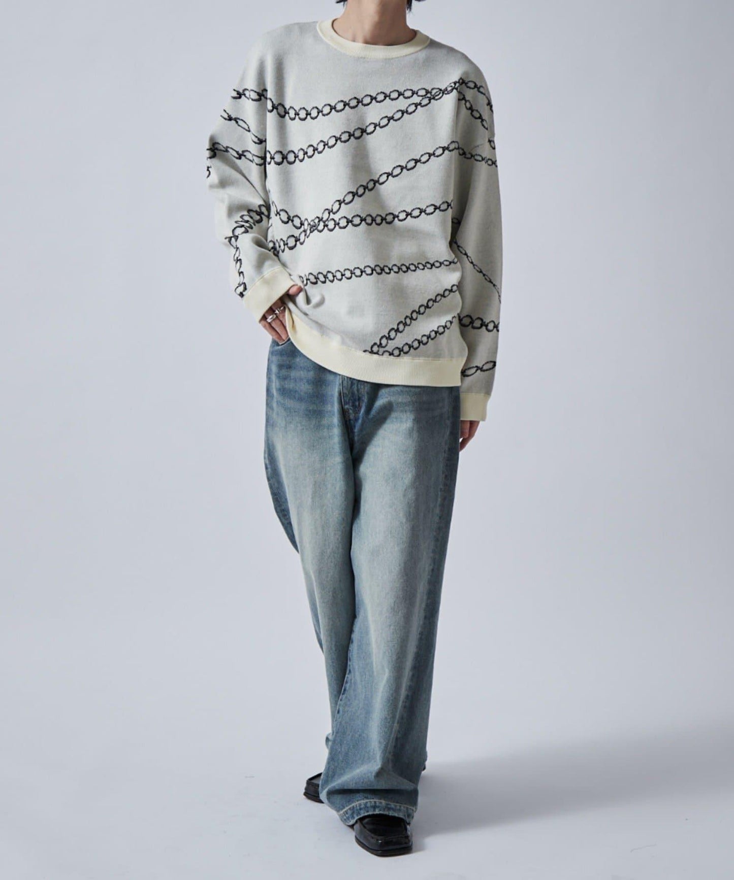 鏈條圖案提花套頭衫