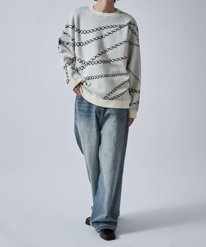 鏈條圖案提花套頭衫