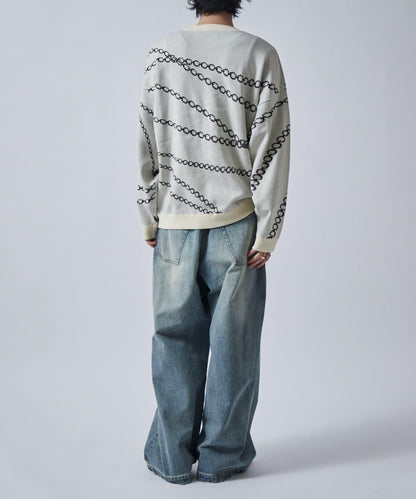 鏈條圖案提花套頭衫