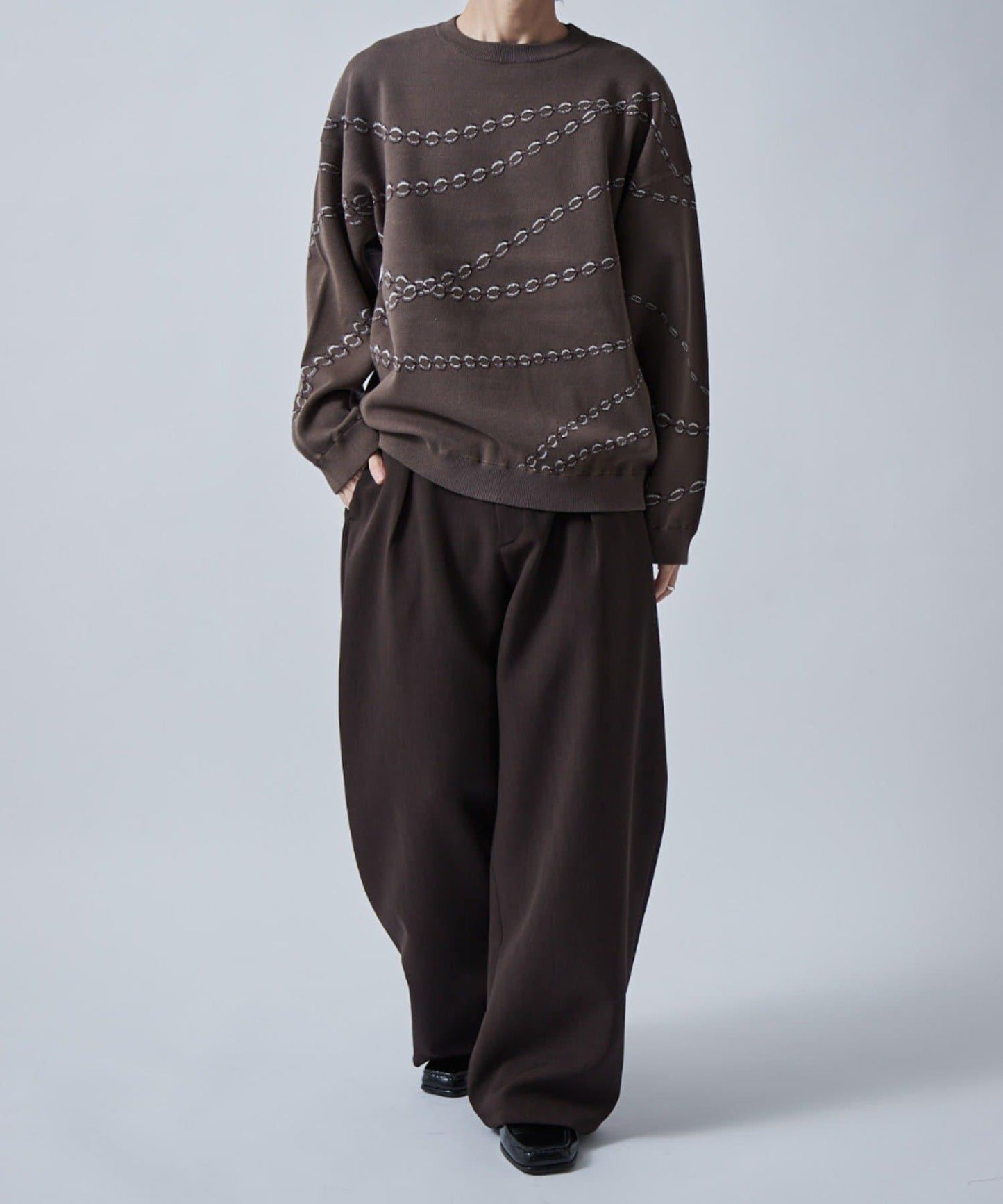 鏈條圖案提花套頭衫