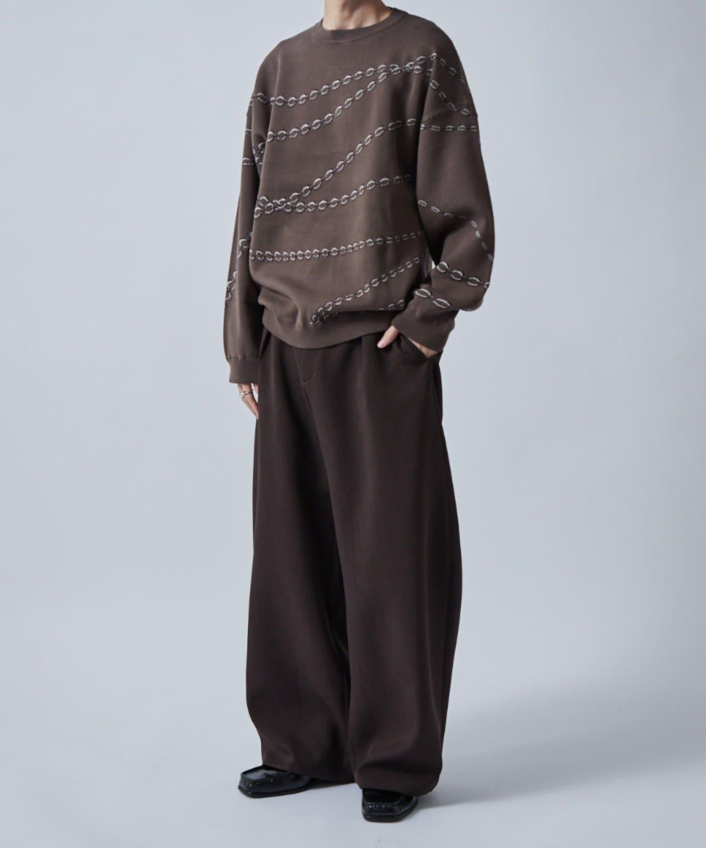 鏈條圖案提花套頭衫