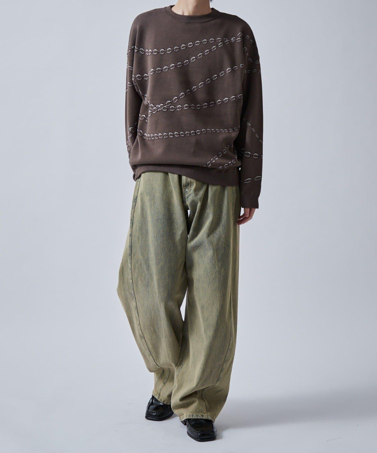 鏈條圖案提花套頭衫