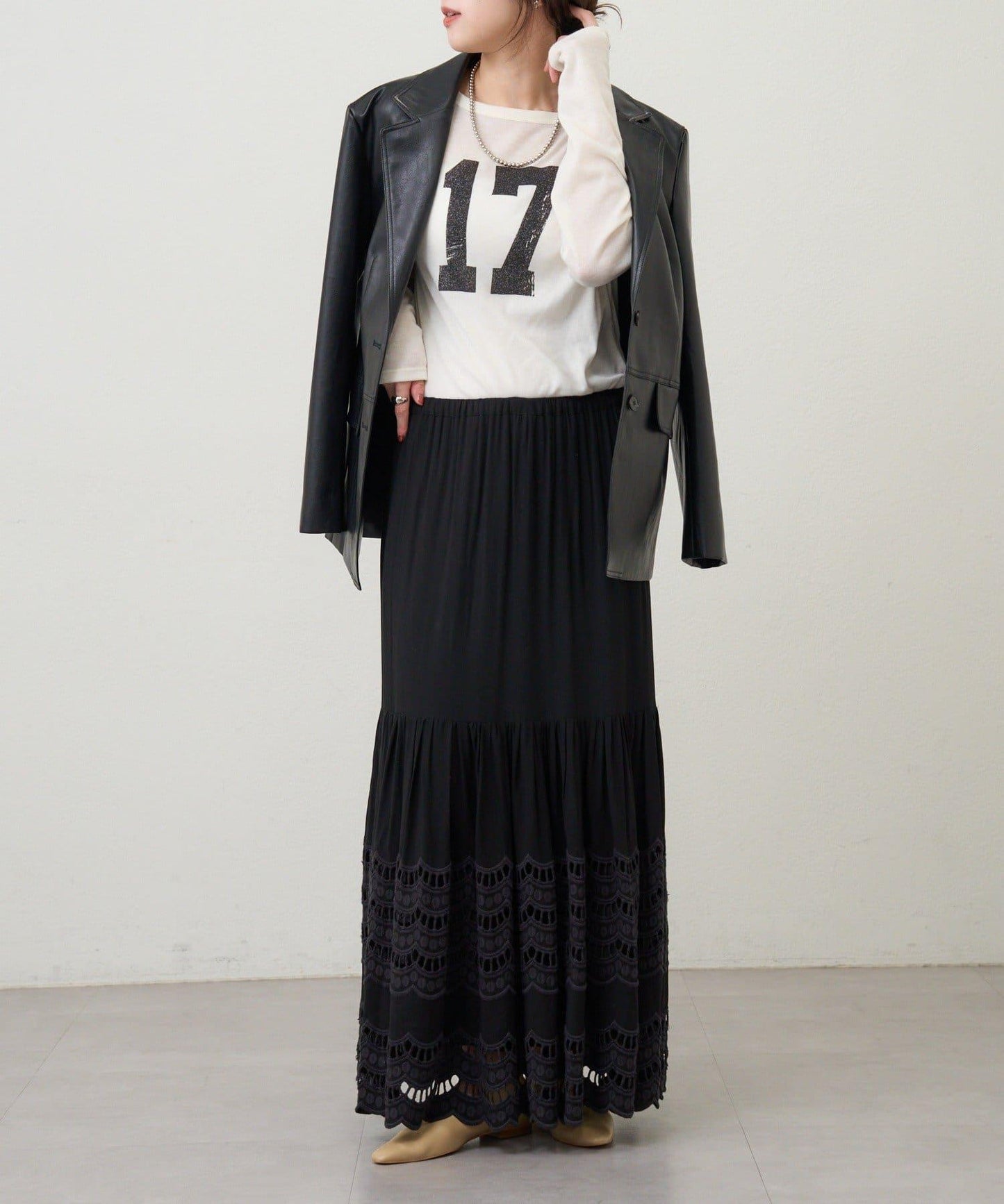 【26SS】波浪花邊蕾絲半身裙