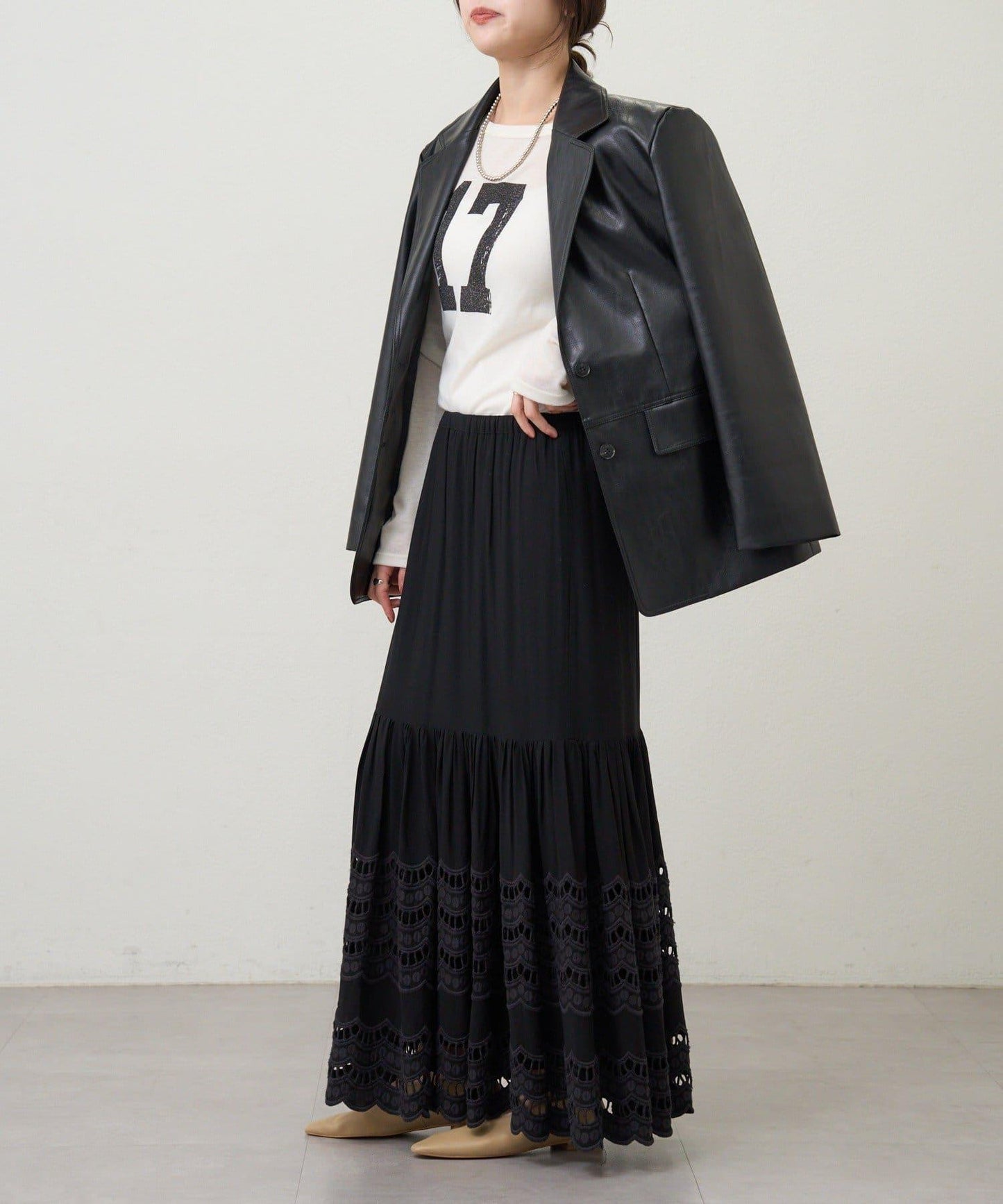 【26SS】波浪花邊蕾絲半身裙