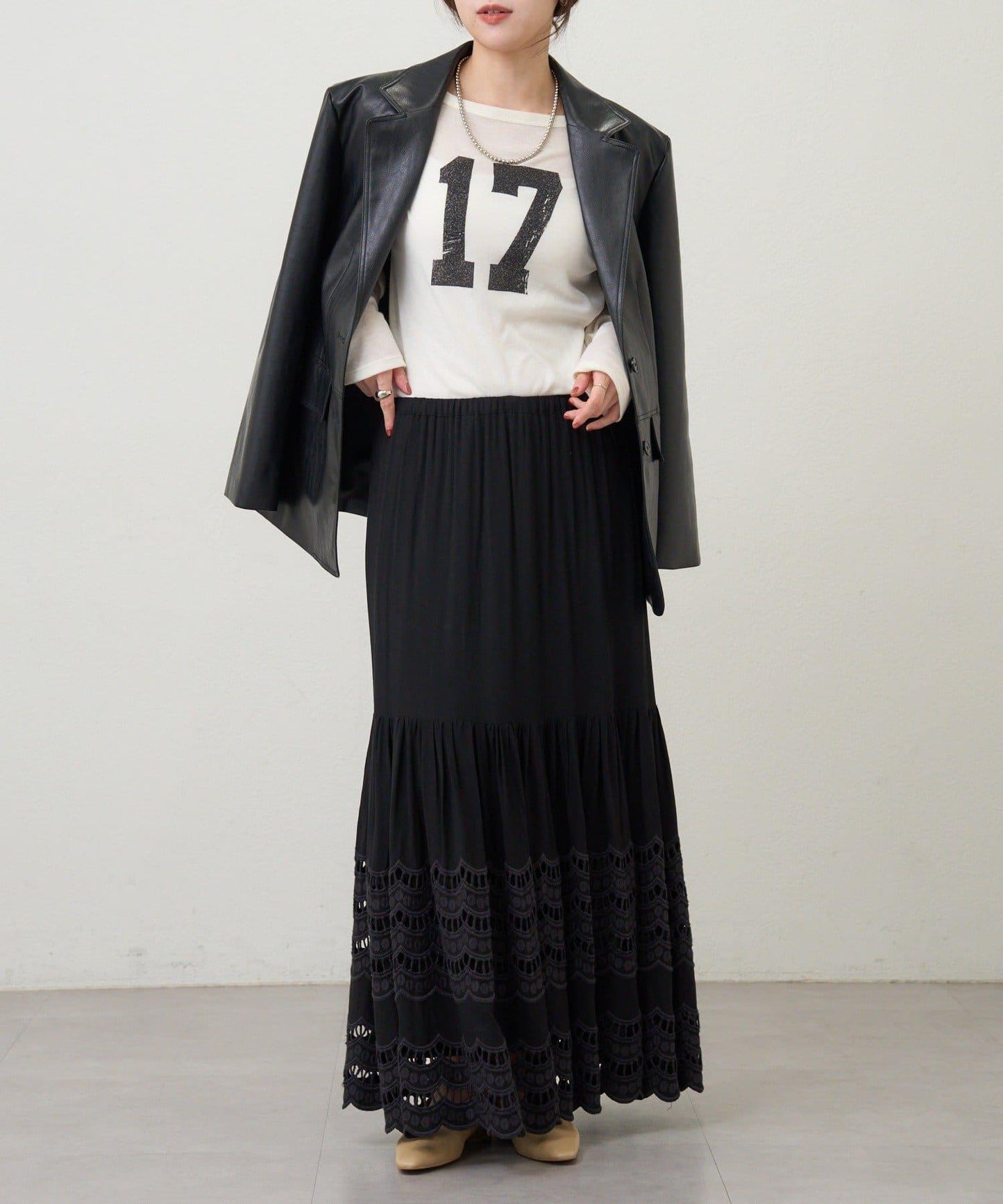 【26SS】波浪花邊蕾絲半身裙