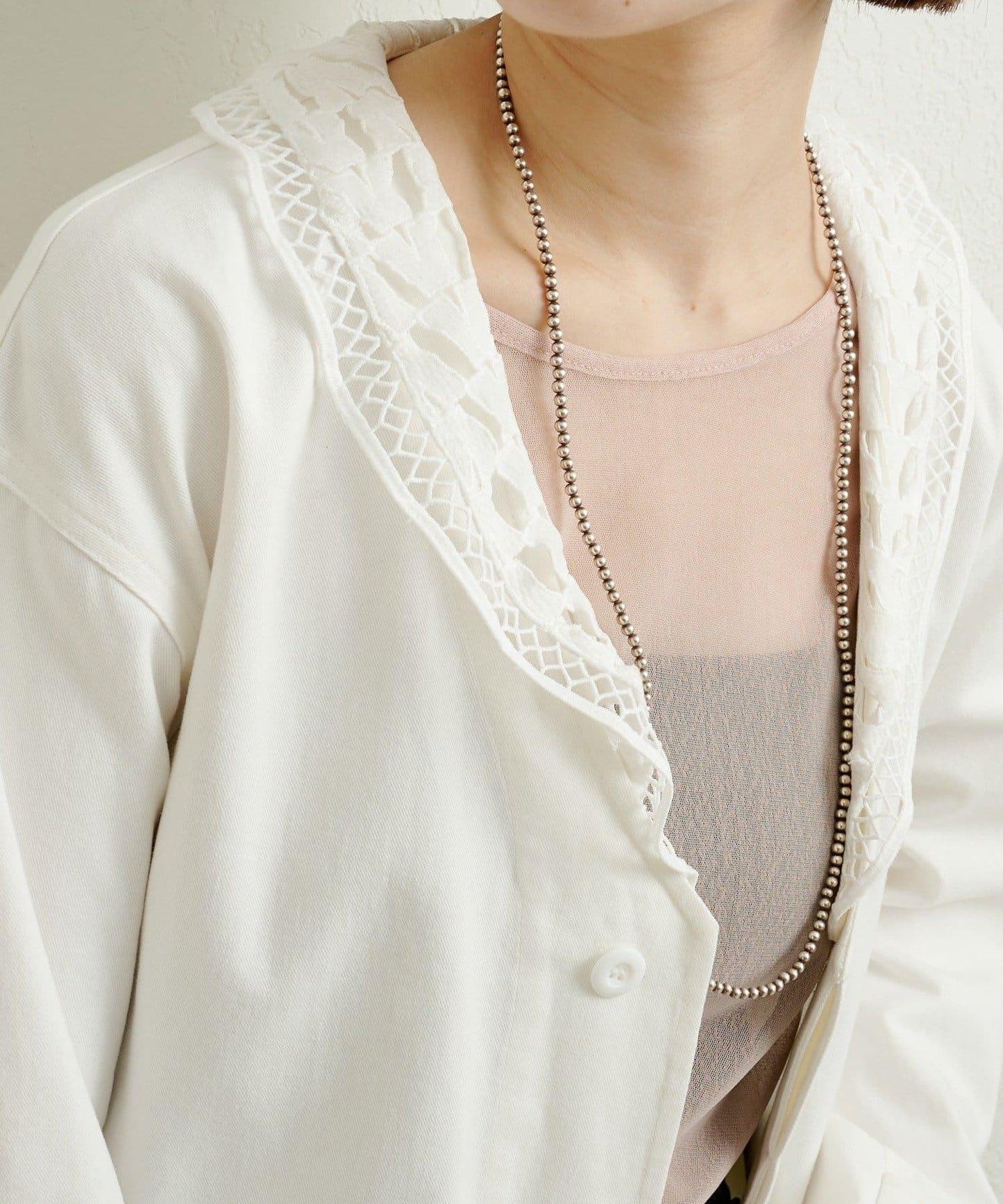 帶領口蕾絲裝飾軍旅風夾克