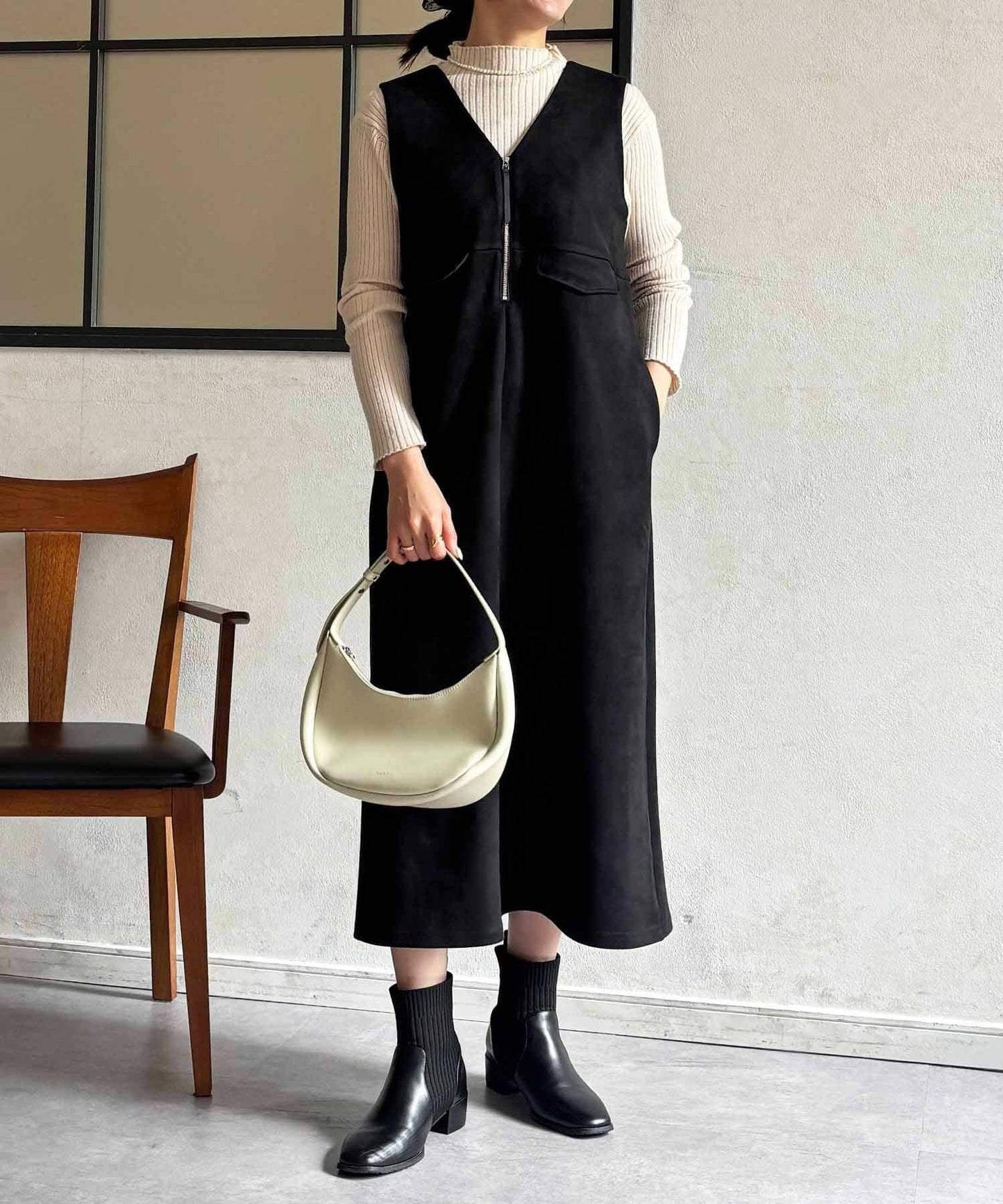 麂皮雙用連衣裙