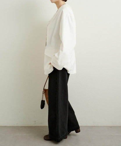 帶領口蕾絲裝飾軍旅風夾克