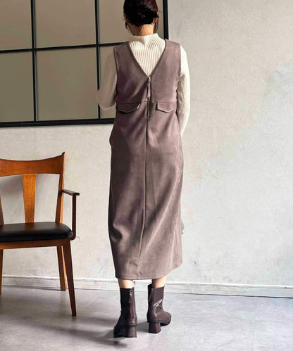 麂皮雙用連衣裙