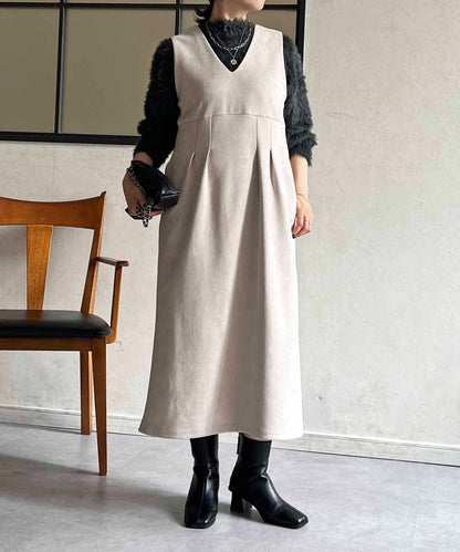 麂皮雙用連衣裙